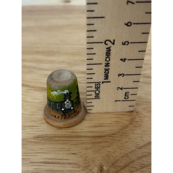 Hand-Painted Wooden Thimble With Train & Silverton CO Text - Picture 4 of 4